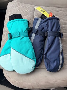 Kids Winter Mittens Set - Teal & Navy